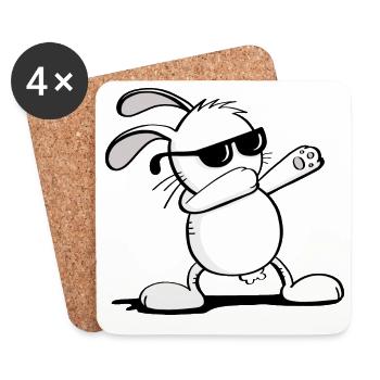 Cooler Dab Dance Hase - Dabbing Osterhase - Untersetzer (4er-Set) - Weiß - Vorne
