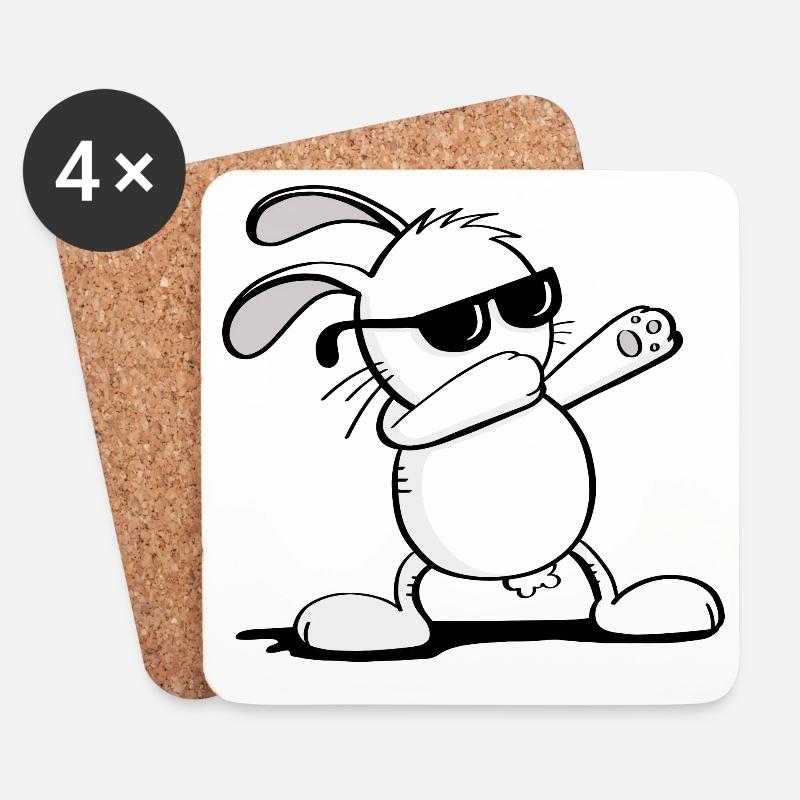 Cooler Dab Dance Hase - Dabbing Osterhase - Untersetzer (4er-Set) - Weiß