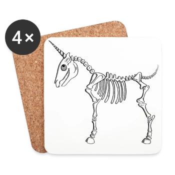 Unicorn Skeleton - Unicorns - Mythical Creatures - Comic - Coasters (set of 4) - white - Front