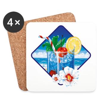 Tropischer Stranddrink im Eisglas - Coasters (set of 4) - white - Front