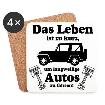 Offroad ,Geländewagen , 4x4 Offroad - Leben(25) - Untersetzer (4er-Set) - Weiß - Vorne