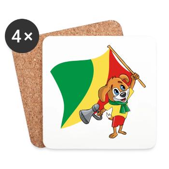 Congo (Brazzaville) fan dog - Coasters (set of 4) - white - Front