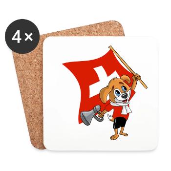 Switzerland fan dog - Coasters (set of 4) - white - Front
