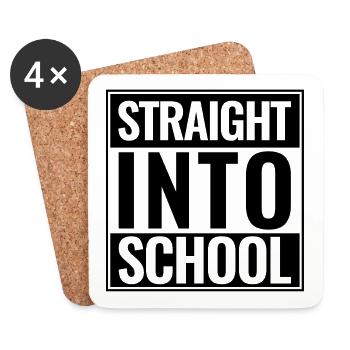 Retour à l’école Directement dans l’école Logo noir - Dessous de verre (lot de 4) - blanc - Devant