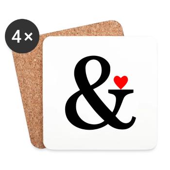Ampersand Heart - Et Sign & Love - Coasters (set of 4) - white - Front