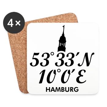 Hamburg Koordinaten Hamburger Michel - Untersetzer (4er-Set) - Weiß - Vorne
