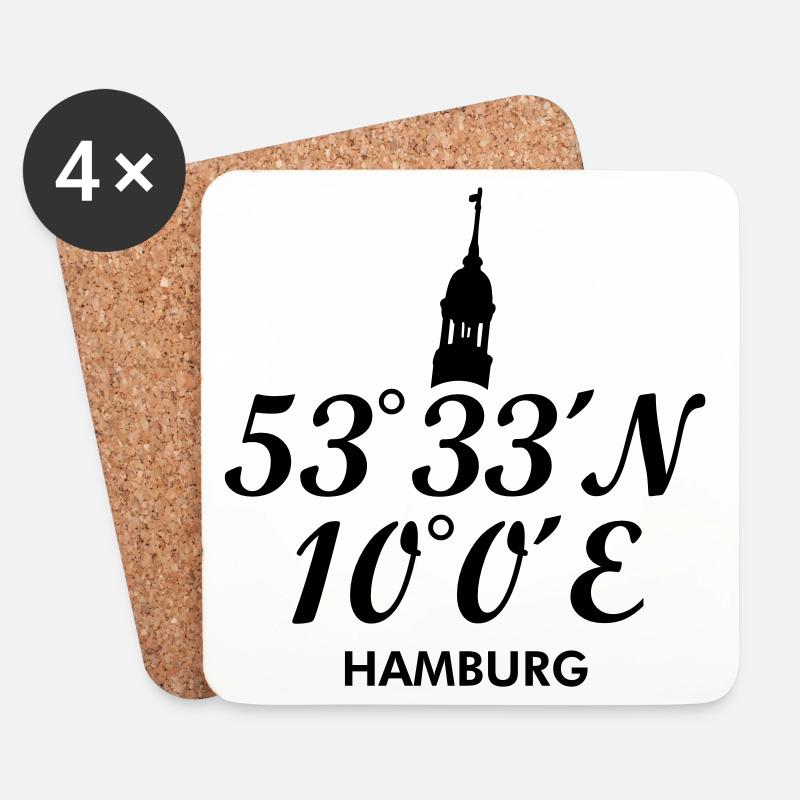 Hamburg Koordinaten Hamburger Michel - Untersetzer (4er-Set) - Weiß