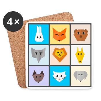 animaux - Dessous de verre (lot de 4) - blanc - Devant