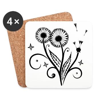 Löwenzahn, Pusteblume, dandelion - Untersetzer (4er-Set) - Weiß - Vorne