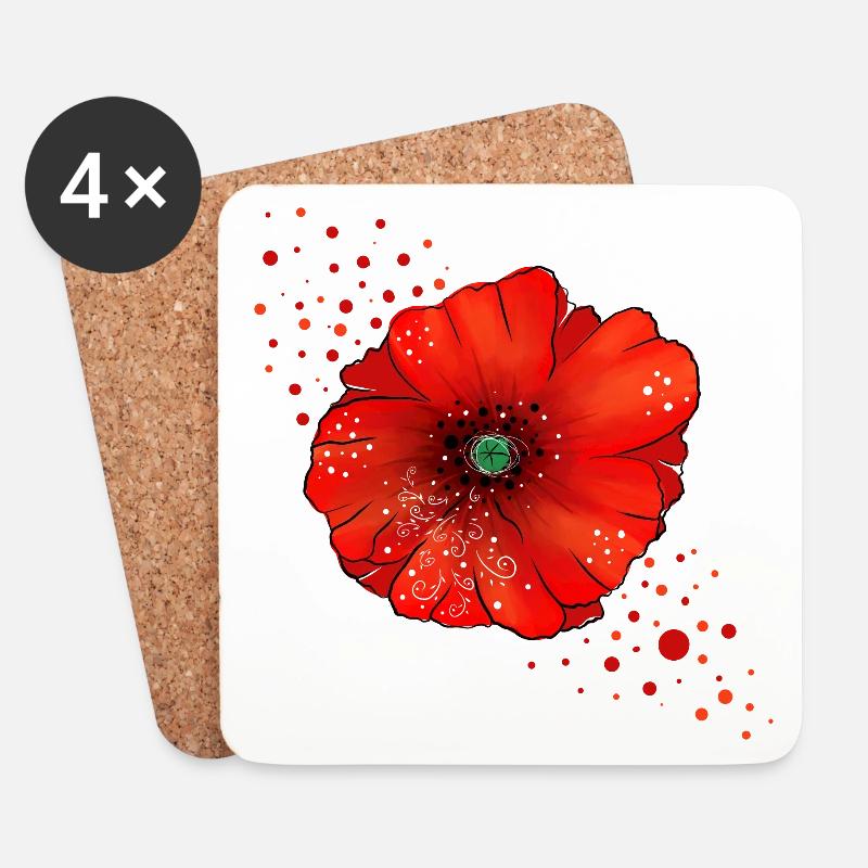 Mohnblume Poppy Kunst - Untersetzer (4er-Set) - Weiß