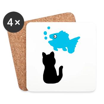 Fish Thoughts - Coasters (set of 4) - white - Front