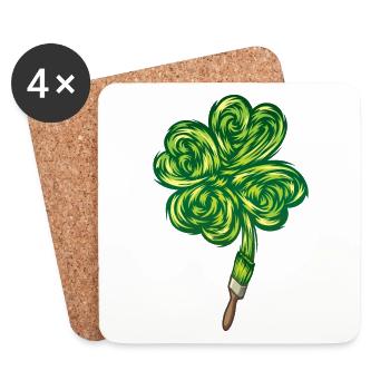 Clover - "I make my own luck" - Coasters (set of 4) - white - Front