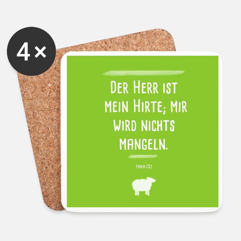 Psalm Der Herr ist mein Hirte - Untersetzer (4er-Set) - Weiß