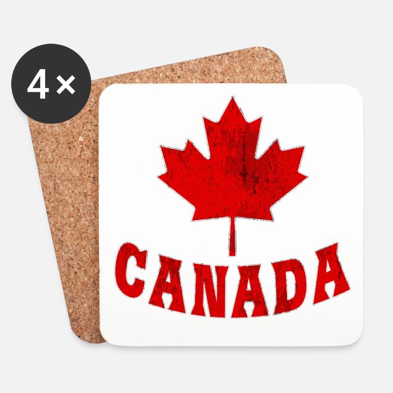 Canada / Cadeau / Feuille d’érable / Idée cadeau - Dessous de verre (lot de 4) - blanc