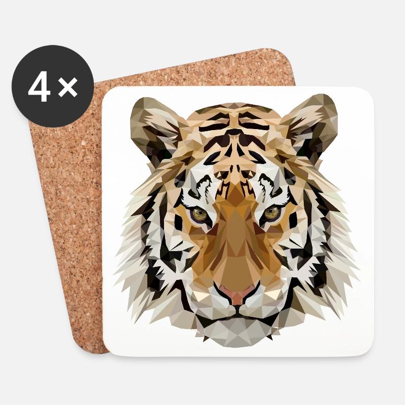Tiger - Untersetzer (4er-Set) - Weiß