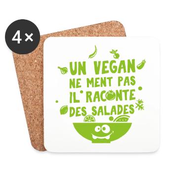 VEGAN - Dessous de verre (lot de 4) - blanc - Devant