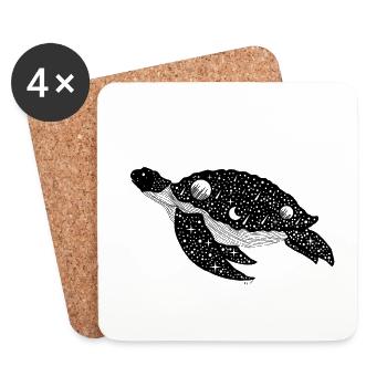 Night Silhouette Turtle - Coasters (set of 4) - white - Front