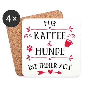 Herzpfote Kaffee Rahmen - Untersetzer (4er-Set) - Weiß - Vorne