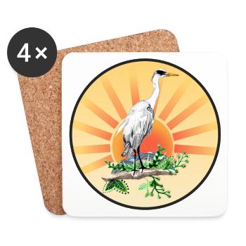 Gray Heron - Coasters (set of 4) - white - Front