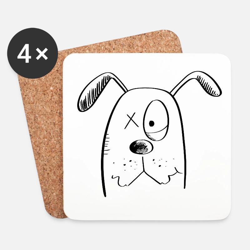 Cooler Hund - Hunde - Comic - Untersetzer (4er-Set) - Weiß
