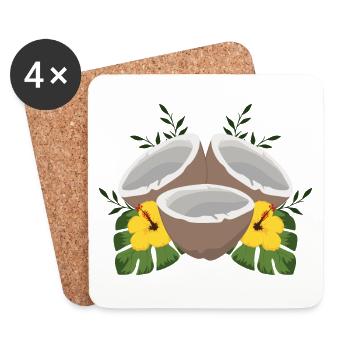 Noix de coco d'été - Dessous de verre (lot de 4) - blanc - Devant