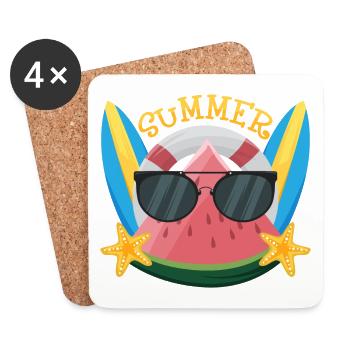 Watermelon with Sunglasses - Untersetzer (4er-Set) - Weiß - Vorne