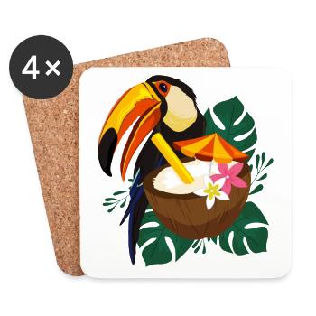 Toucan summer with sun - Coasters (set of 4) - white - Front