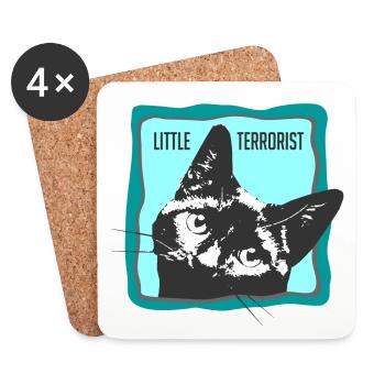 Portrait de chat avec slogans - Dessous de verre (lot de 4) - blanc - Devant