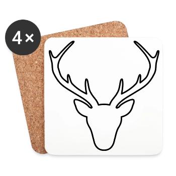 Deer Antler Hunter Hunting Game Gift - Coasters (set of 4) - white - Front