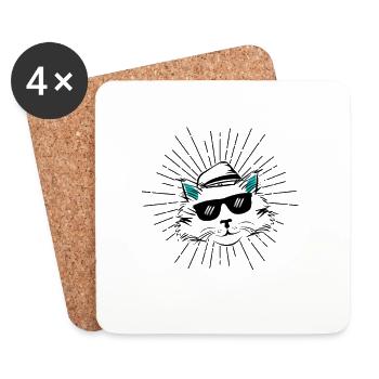 Cool Cat / Cool Cat - Coasters (set of 4) - white - Front