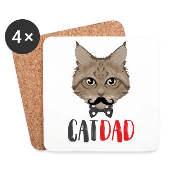 Papa de chats fiers - Dessous de verre (lot de 4) - blanc - Devant