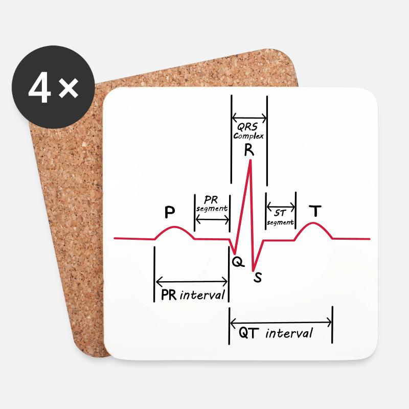 ECG - Untersetzer (4er-Set) - Weiß