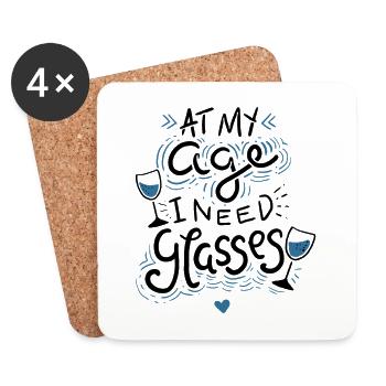 Anniversaire - Dessous de verre (lot de 4) - blanc - Devant