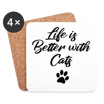 Cat cats sayings cat lady kitten paw - Coasters (set of 4) - white - Front