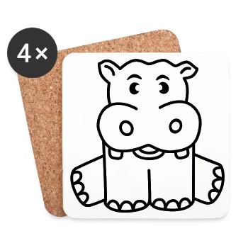 Hippo - Coasters (set of 4) - white - Front