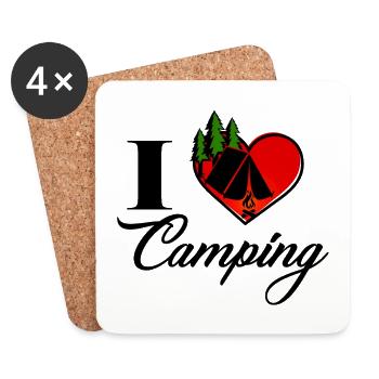 I liebe Camping Zelten Wohnwagen Wohnmobil - Untersetzer (4er-Set) - Weiß - Vorne