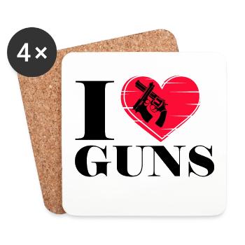 I love guns, rifles, pistols - Coasters (set of 4) - white - Front