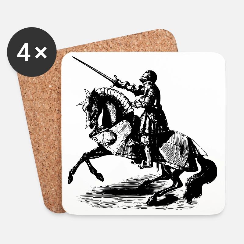 Ritter auf einem Pferd - Untersetzer (4er-Set) - Weiß