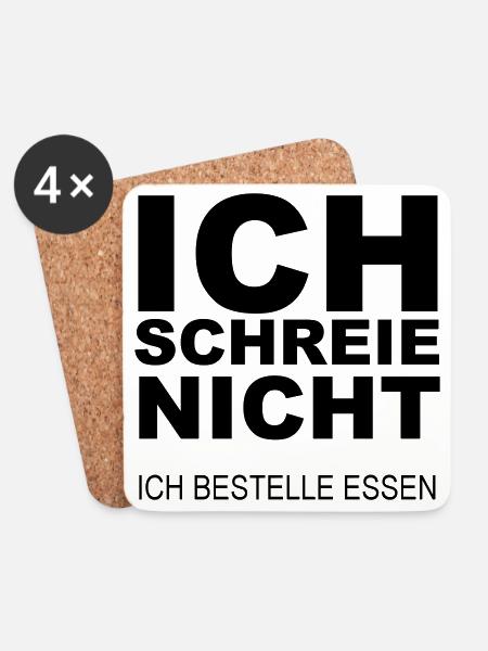 Ich schreie nicht ich bestell Essen - Untersetzer (4er-Set) - Weiß