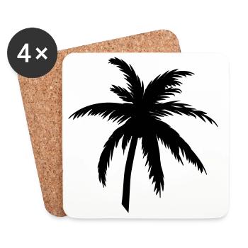 Palme Silhouette Schwarz – Tropical Style - Untersetzer (4er-Set) - Weiß - Vorne