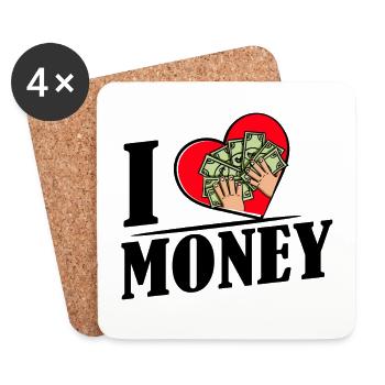 Ich liebe Geld - Untersetzer (4er-Set) - Weiß - Vorne
