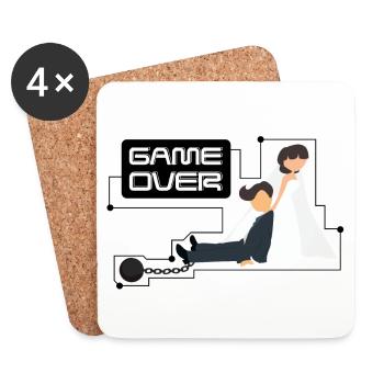 Enterrement de vie de garçon Bachelor Game Over - Dessous de verre (lot de 4) - blanc - Devant