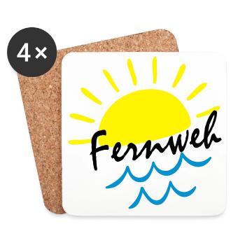 Sunrise Ocean – Sonne & Wellen Icon - Untersetzer (4er-Set) - Weiß - Vorne
