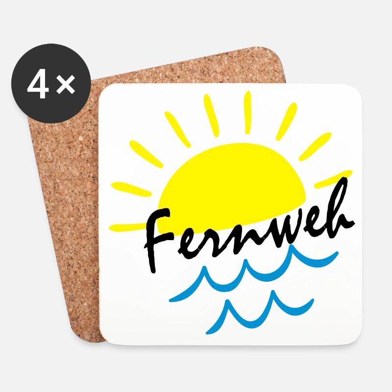 Sunrise Ocean – Sonne & Wellen Icon - Untersetzer (4er-Set) - Weiß