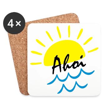 Sommer Vibes: Sonne über Meer Wellen - Untersetzer (4er-Set) - Weiß - Vorne