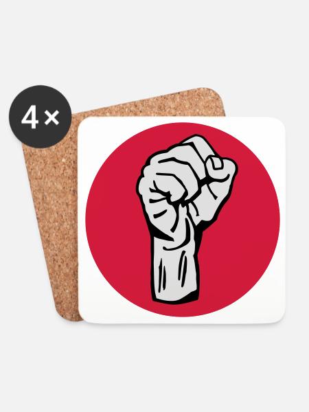 Fist - Protest - Democracy - Coasters (set of 4) - white