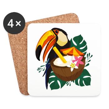 Toucan Summer - Poster - Untersetzer (4er-Set) - Weiß - Vorne