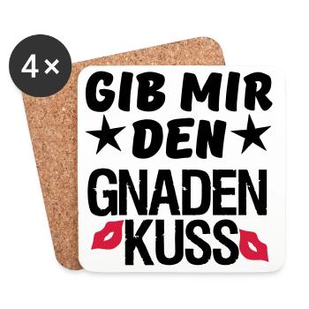 Geschenk Liebe Paar lustig Spruch Kuss - Untersetzer (4er-Set) - Weiß - Vorne