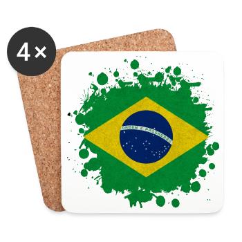 Brazil blick stain gift flag South America - Coasters (set of 4) - white - Front