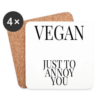Vegan dictons Vegan végétalien - Dessous de verre (lot de 4) - blanc - Devant